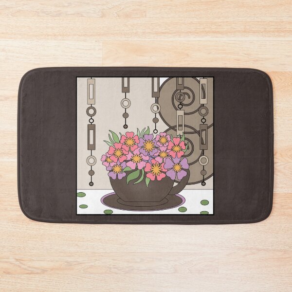 Item preview, Tea print with cup and flowers. Pattern retro colors designed and sold by fuzzyfox.