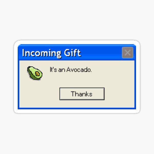 Vista previa del artículo con la obra «Es un aguacate - Error de Windows XP», diseñado y vendido por NotSophia.
