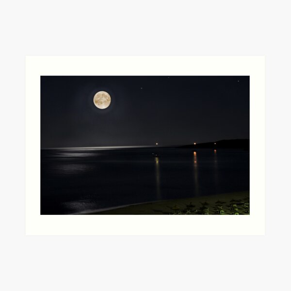 Full Moon over Cala Millor Art Print