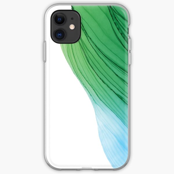 Emerald and Pool Ripples Alcohol Ink Painting iPhone Soft Case