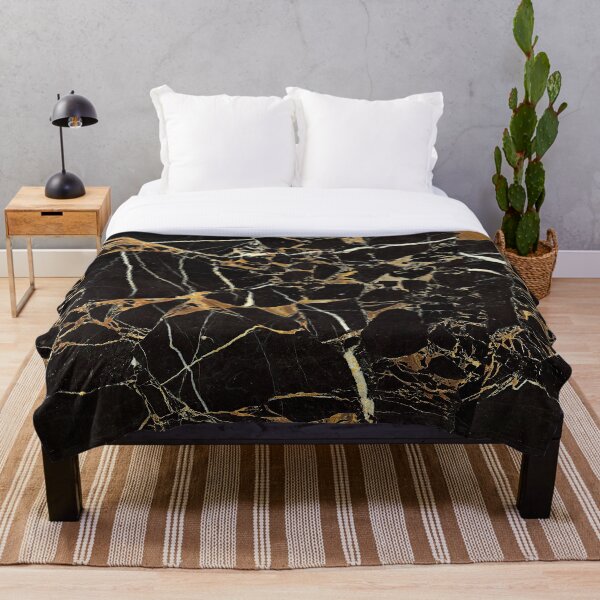 "Black + Gold" Throw Blanket for Sale by quinnhopp Redbubble