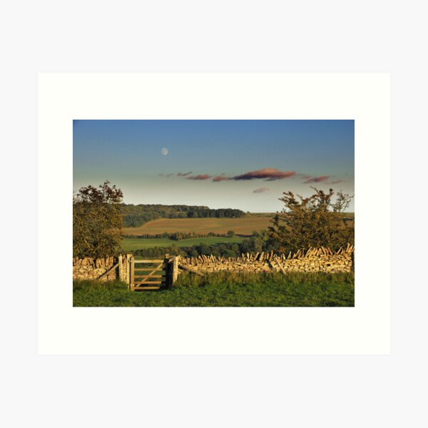 moonrise over the Cotswold Way, England Art Print