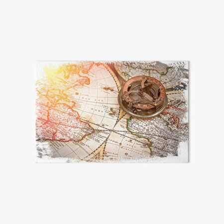 old map and compass , navigation and geography Art Board Print