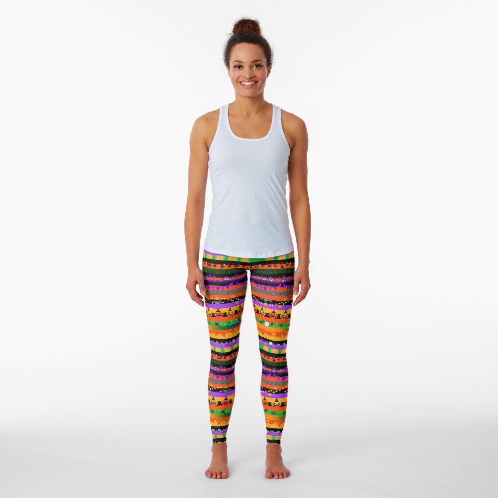 Halloween Striped Icons Leggings