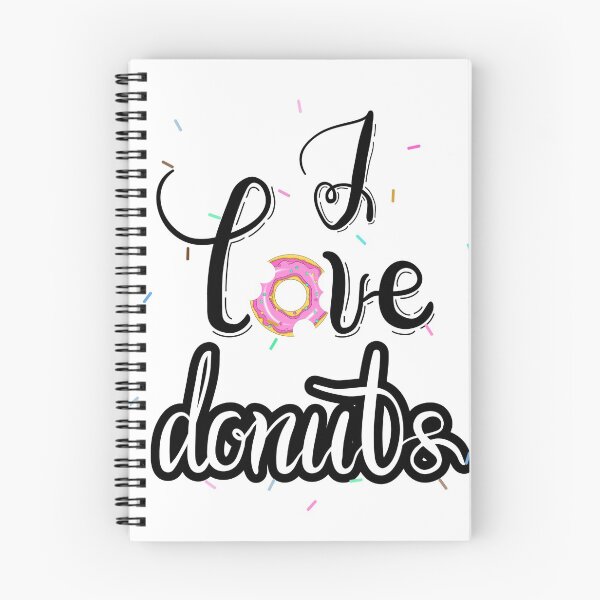 Item preview, "I love donuts" hand painted lettering phrase. designed and sold by MilaOkie.