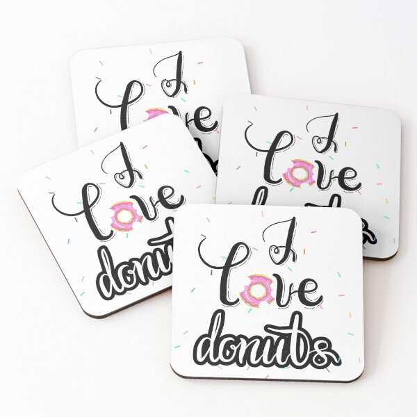 Item preview, "I love donuts" hand painted lettering phrase. designed and sold by MilaOkie.
