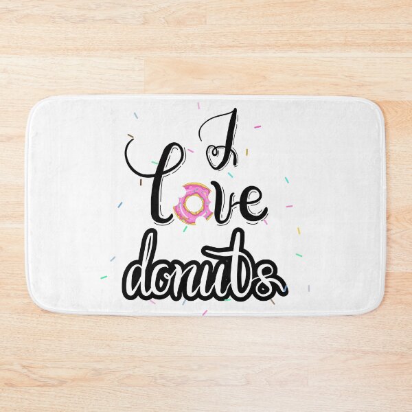 Item preview, "I love donuts" hand painted lettering phrase. designed and sold by MilaOkie.