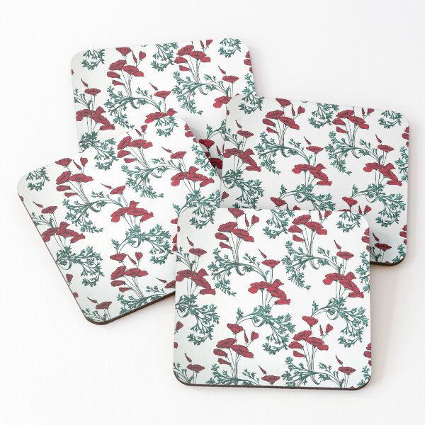 Item preview, Red Poppies Vintage Victorian Wallpaper designed and sold by Douglas E. Welch Design and Photography.