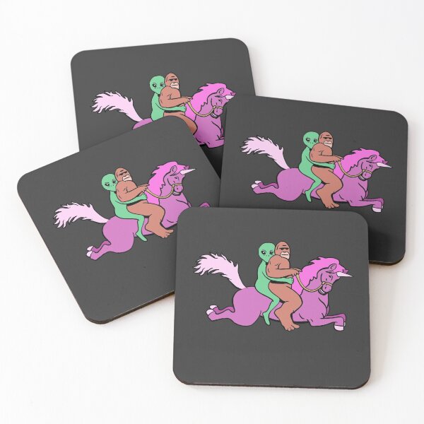 Item preview, Alien and Bigfoot riding a Unicorn designed and sold by isstgeschichte.