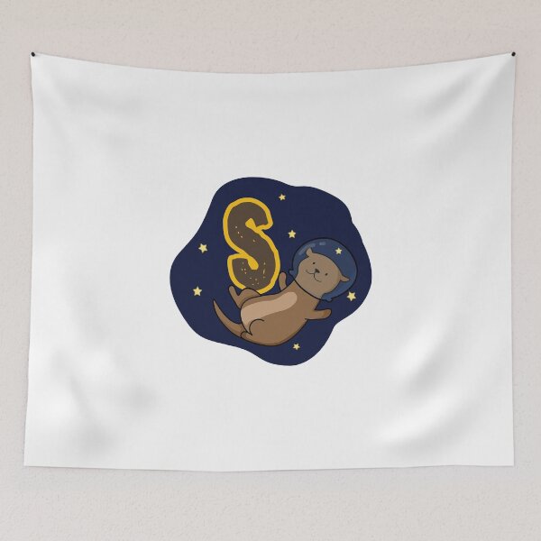 Item preview, Alphabet Letter S Cute Astronaut Otter In Otter Space designed and sold by kidsmonogram.