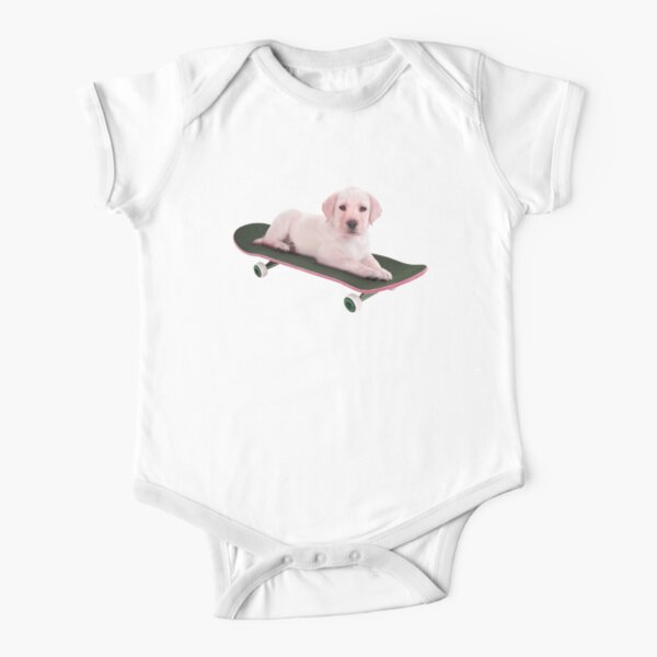Dog skateboard Short Sleeve Baby One-Piece