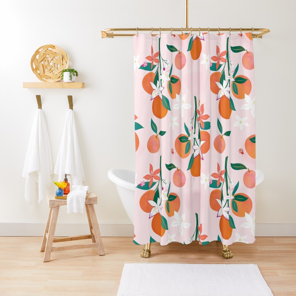 orange shower curtain