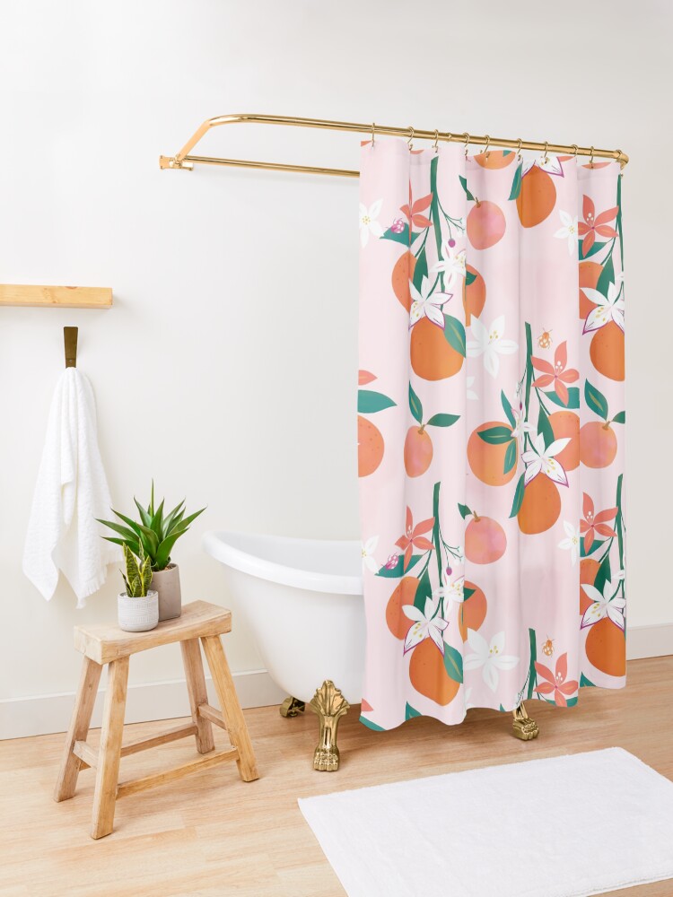 Alternate view of Orange Blossoms Shower Curtain