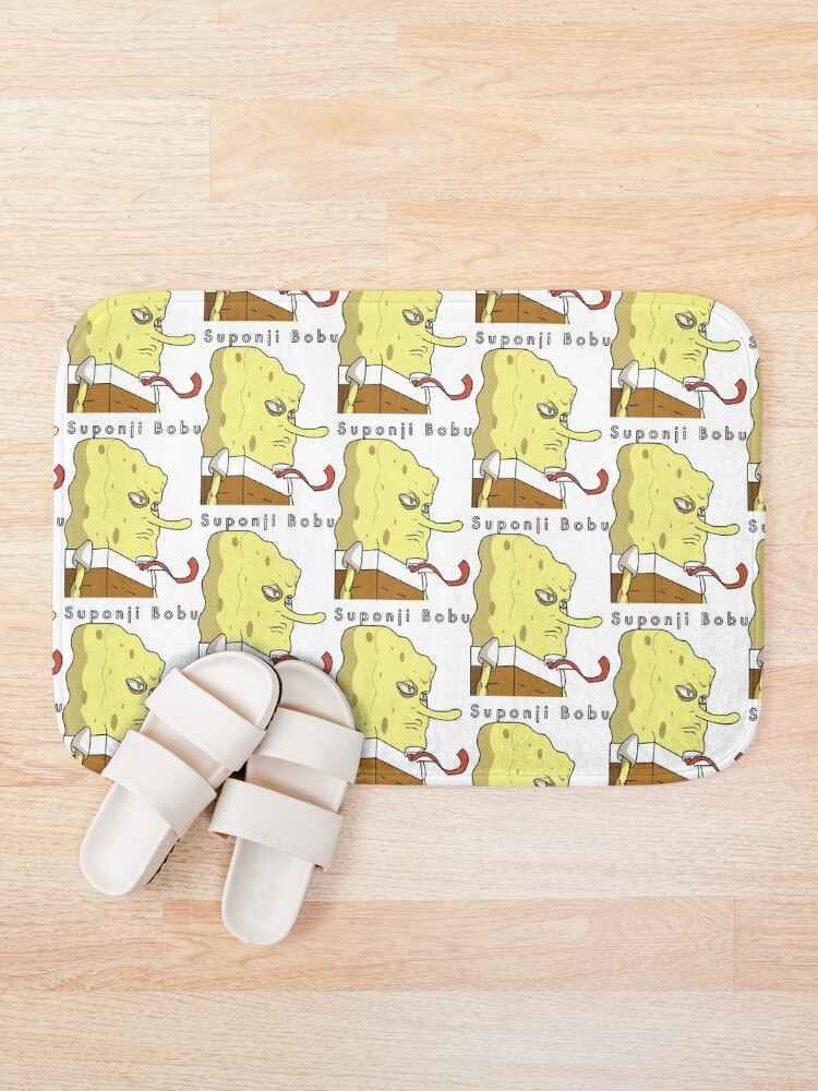 Japanese Spongebob Squarepants Suponji Bobu Bath Mat By Meme4life Redbubble