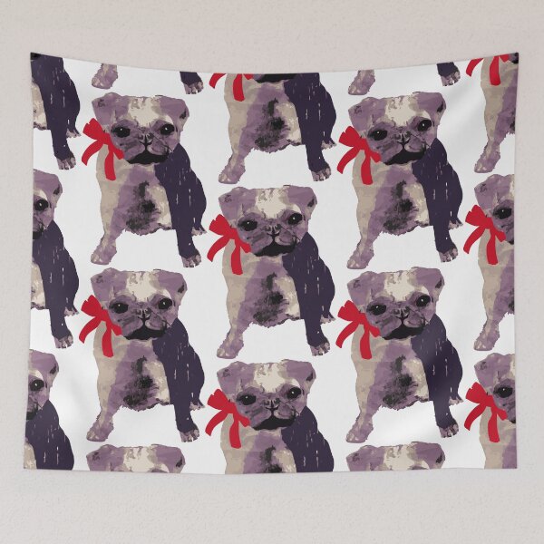 Item preview, dog, pug with bow, painting, pug designed and sold by theherbst131313.