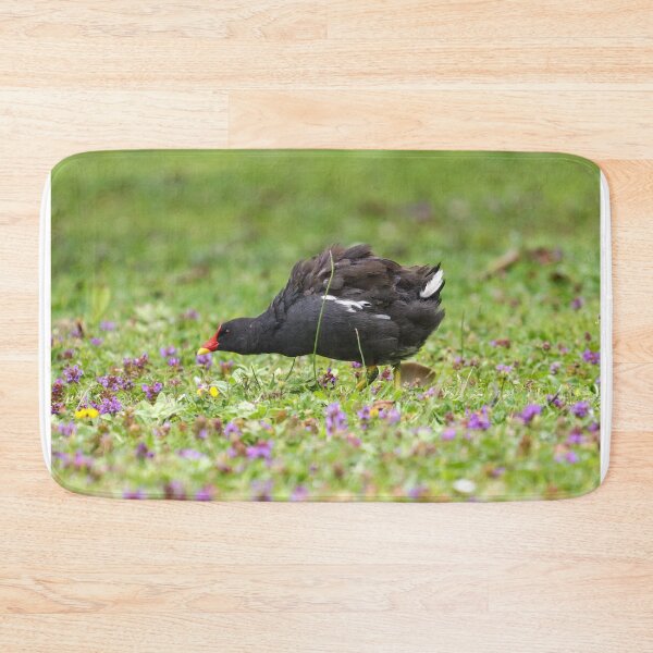 Item preview, Moorhen displaying among flowers designed and sold by GreyFeatherPhot.