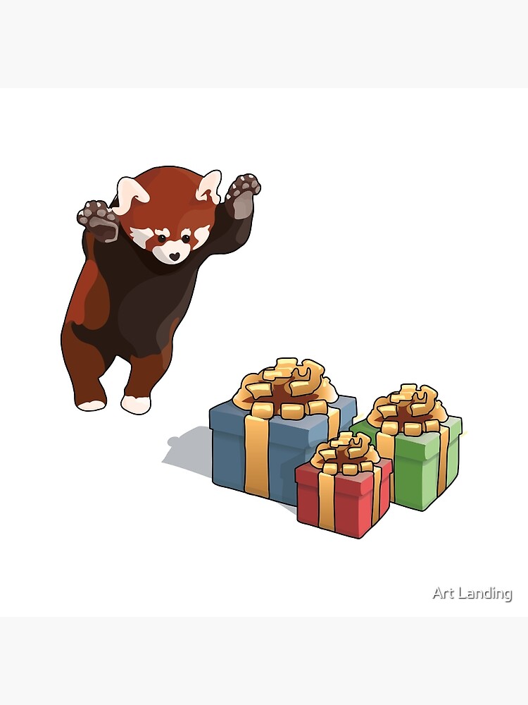 Carte De Vœux Red Panda Recoit Des Cadeaux Par Mortensengames Redbubble