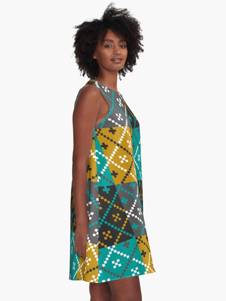 Alternate view of Folk Art Patchwork pattern A-Line Dress