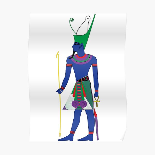 Pharaoh With Double Crown Fresh Colors Egyptian Gods Goddesses And Deities Poster For