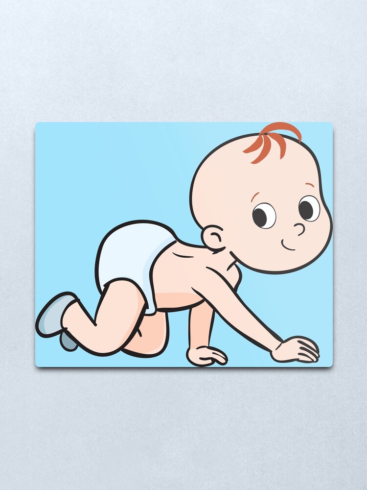 Alternate view of little baby boy crawls Metal Print