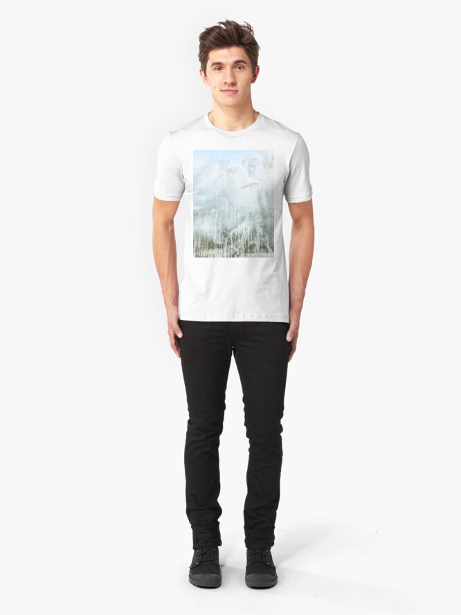 Alternate view of Dirty window glass close up at street Slim Fit T-Shirt