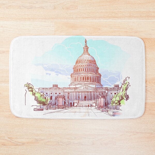 Item preview, Panorama of the US Capitol. Painted Sketch isolated on white background. EPS10 vector illustration. designed and sold by AntonVTokarev.
