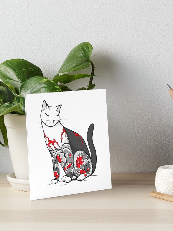 Impression Rigide Tatouage De Fleur De Cerisier Gris Et Rouge Par Runcatrun Redbubble