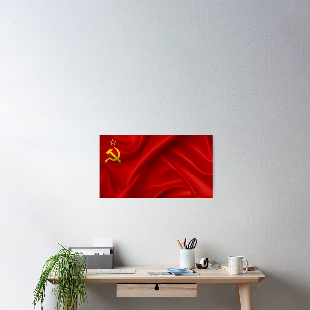 #Flag of the Soviet Union, Soviet Popular #Pictures, #Red Satin #SovietUnion Poster