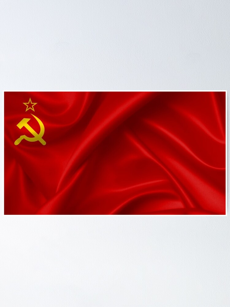 Alternate view of #Flag of the Soviet Union, Soviet Popular #Pictures, #Red Satin #SovietUnion Poster