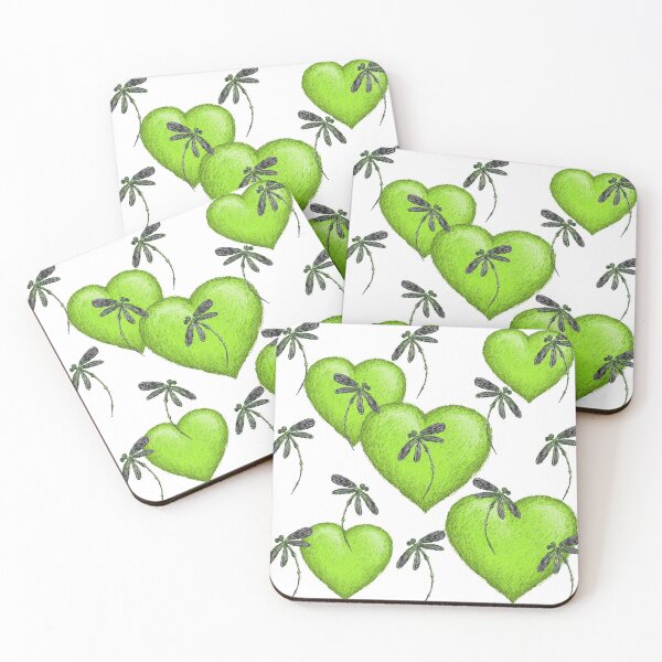Item preview, Hearts & Dragonflies Luscious Lime designed and sold by lyndseyart.