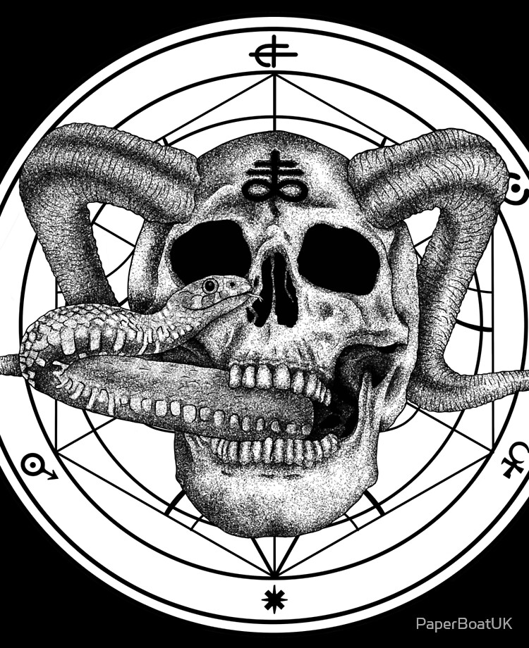 Restyle Satanic Black Punk Gothic Emo Ram Skull Pentagram Adult