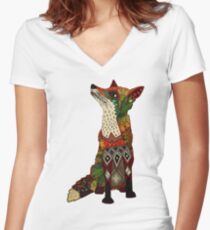Blumenfuchs Tailliertes T-Shirt mit V-Ausschnitt