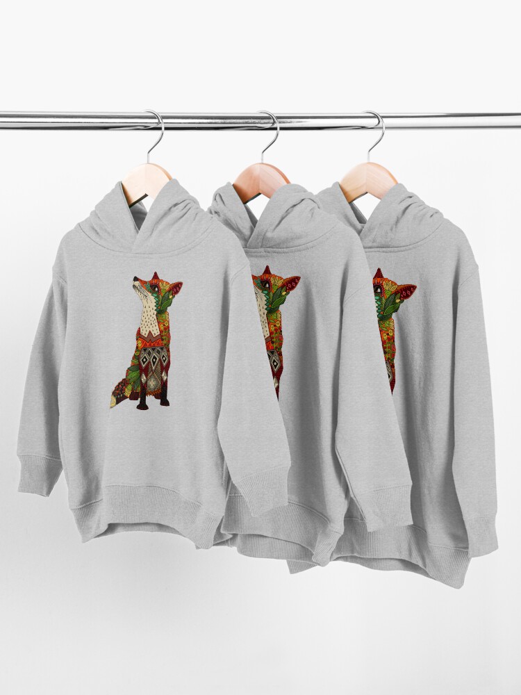 Alternate view of floral fox Toddler Pullover Hoodie