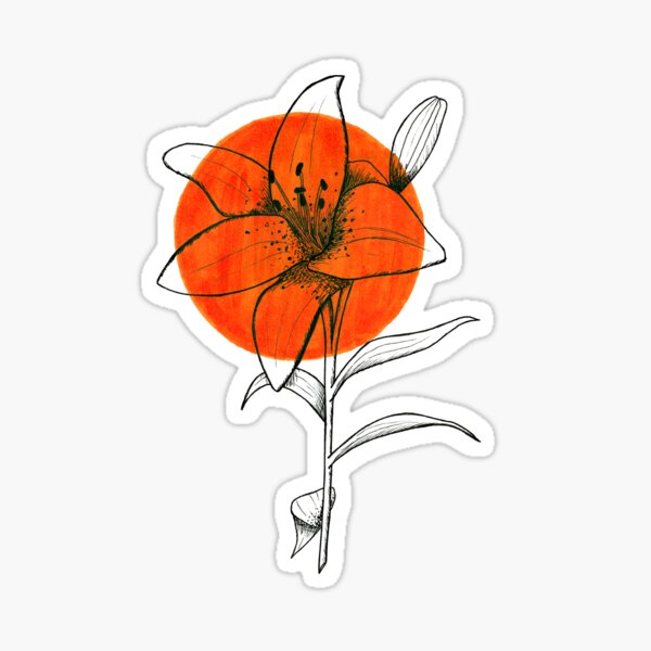 Bright Orange Tiger Lily Flower Sticker