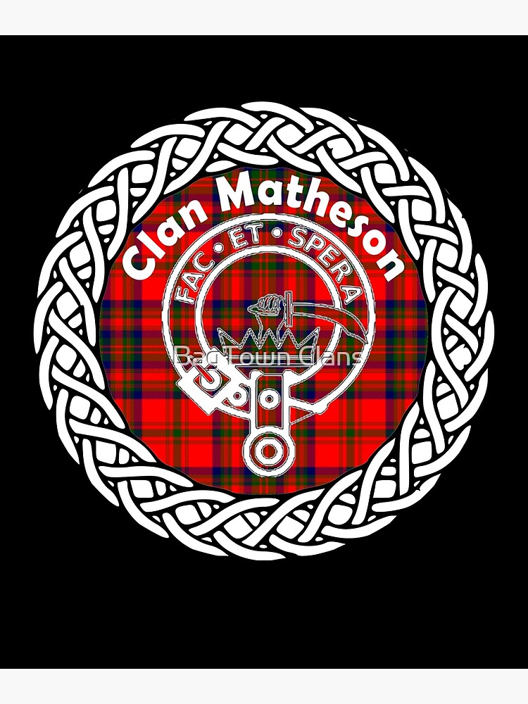 "Clan Matheson surname last name tartan crest badge" Poster for Sale by