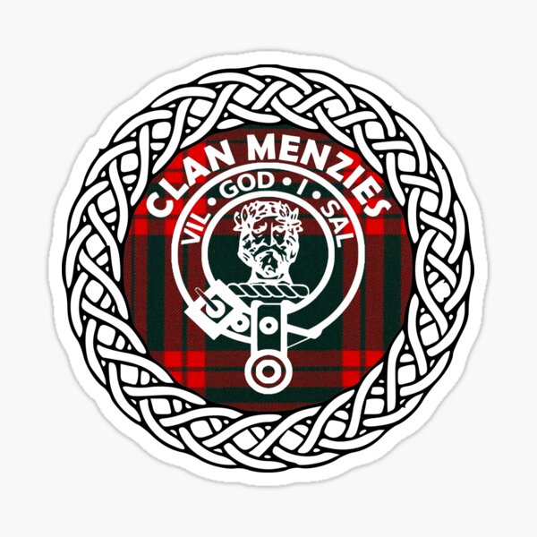 Vista previa del artículo con la obra «Clan Menzies apellido insignia de cresta de tartán», diseñado y vendido por BagTown Clans.