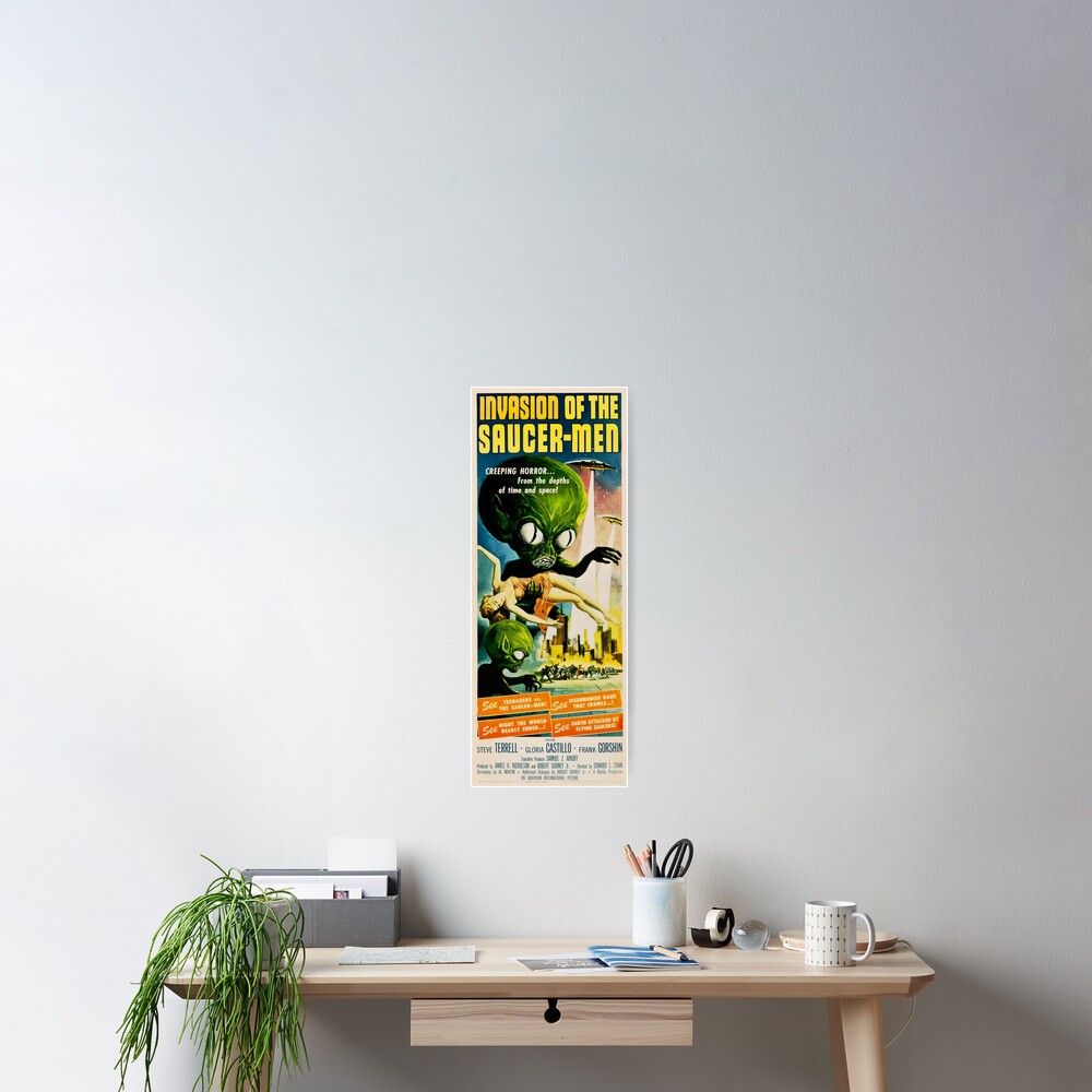 INVASION OF THE SAUCER MEN Retro Alien Sci Fi Vintage Movie Poster