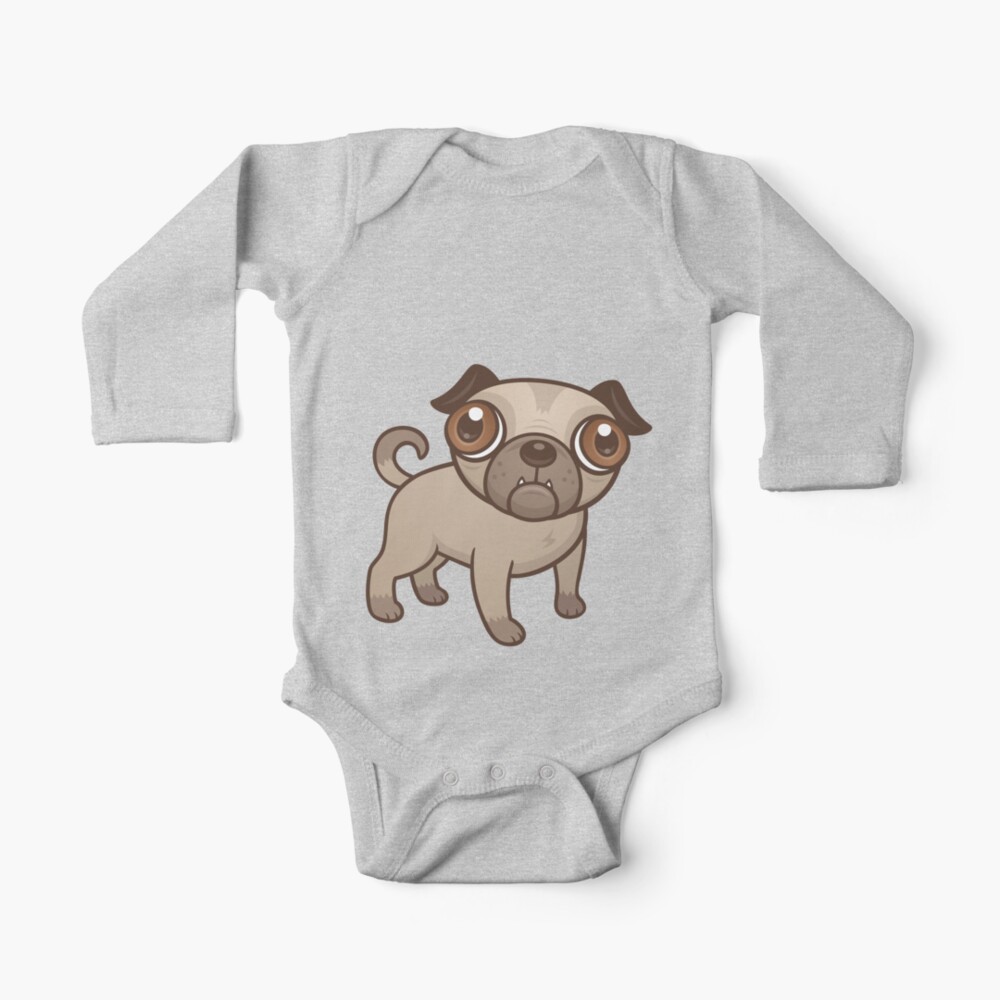 Body Para Bebe Dibujos Animados De Cachorro Pug De Fizzgig Redbubble