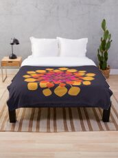 Pink and orange flower on dark background Throw Blanket