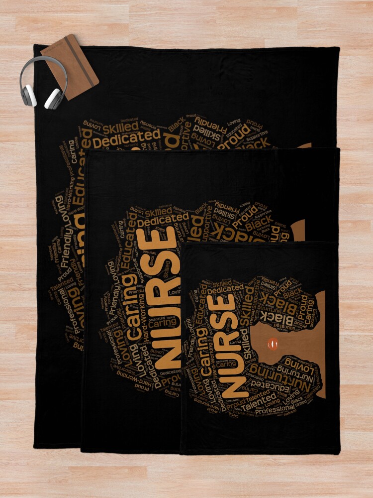 "Black Nurse Words in Afro" Throw Blanket for Sale by blackartmatters