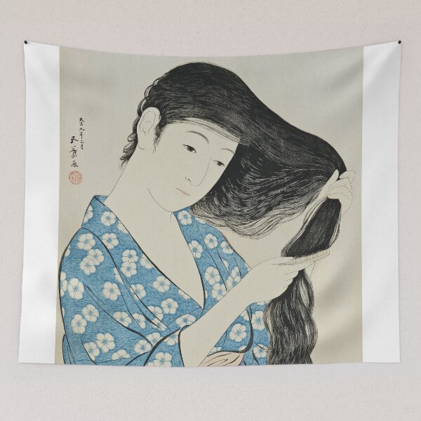 Item preview, Hashiguchi Goyo - Woman in Blue Combing Her Hair  designed and sold by vakashop.