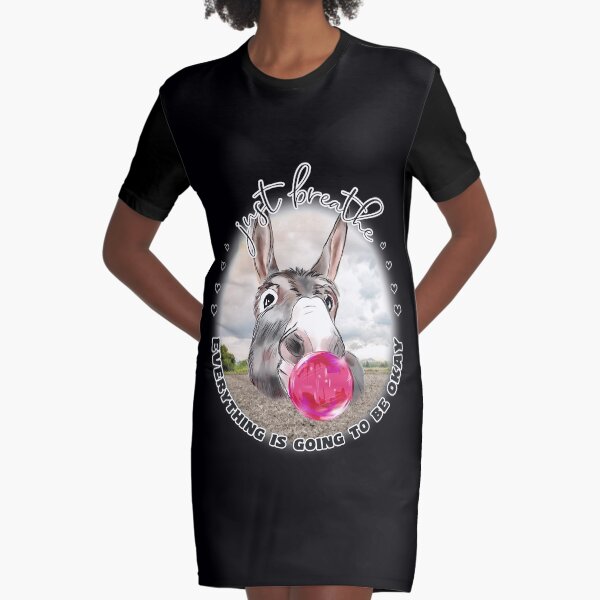 Just Breath Donkey Bubblegum Graphic T-Shirt Dress