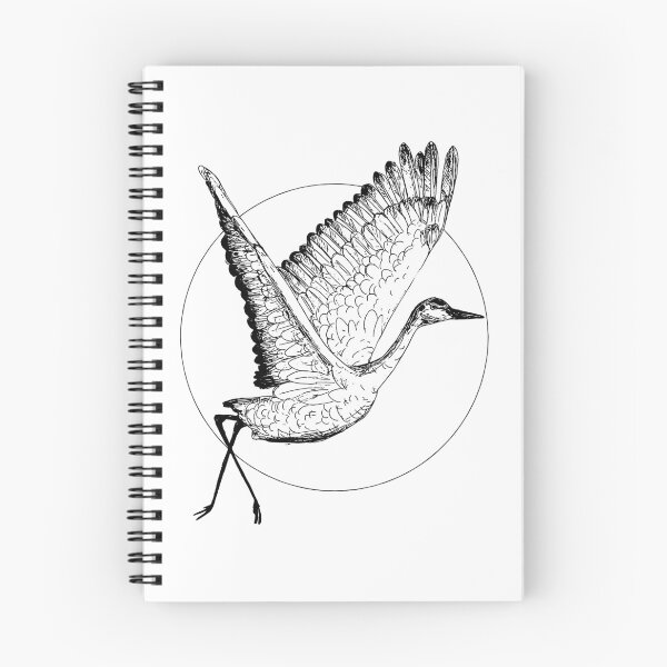 Item preview, Black and White Flying Sandhill Crane Illustration / Crane Bird Drawing / Flying Crane designed and sold by Laura Maxwell.
