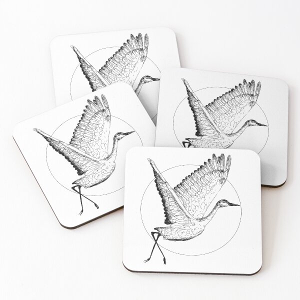 Item preview, Black and White Flying Sandhill Crane Illustration / Crane Bird Drawing / Flying Crane designed and sold by Laura Maxwell.