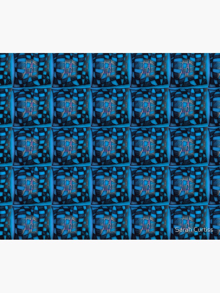 Thumbnail 2 of 2, Duvet Cover, Twisted Checkers in Blue designed and sold by GraceArt.