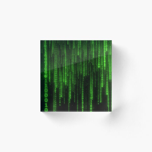 Matrix Green Code Password Acrylic Block