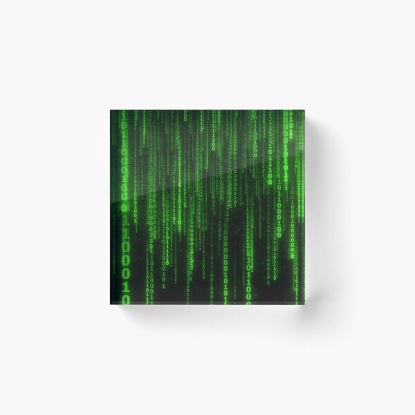 Matrix Green Code Password Acrylic Block