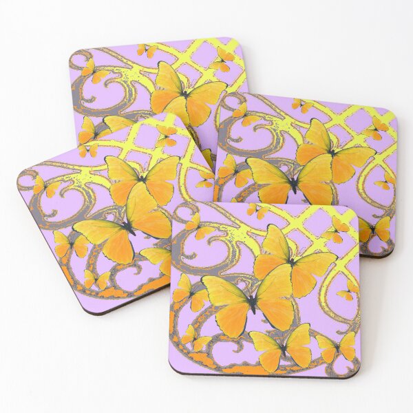Item preview, YELLOW BUTTERFLIES PINK-GREEN ABSTRACT ART, designed and sold by sharlesart.