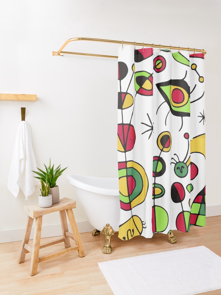 Alternate view of Joan Miro Peces De Colores (Colorful Fish ) Artwork for Posters Tshirts Prints Men Women Kids Shower Curtain