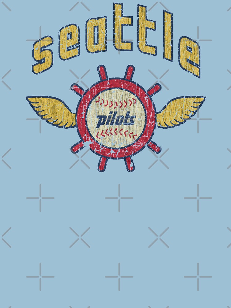 deadmansupplyco Vintage Baseball - Seattle Pilots (White Seattle Wordmark) Kids T-Shirt